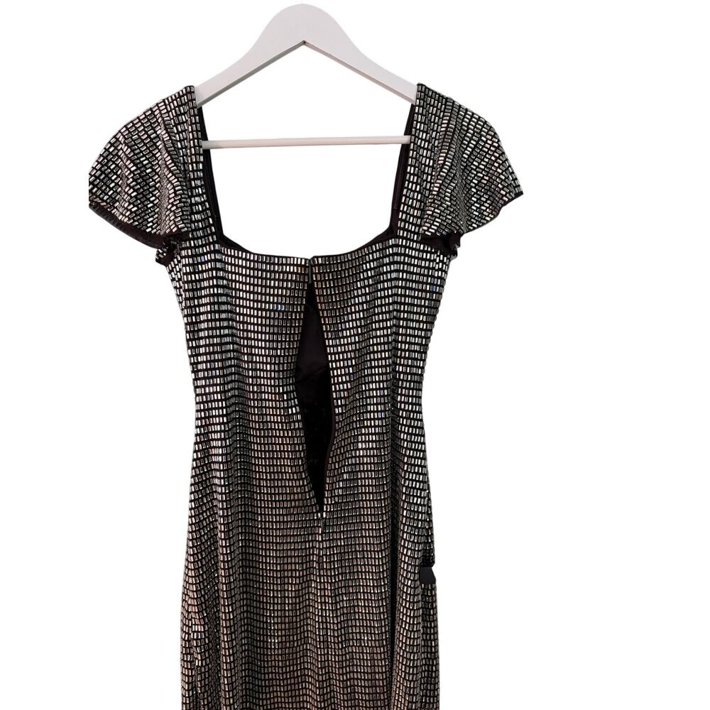 Self-Portrait Grey Rhinestone Mesh Mini Dress - Picture 8 of 12